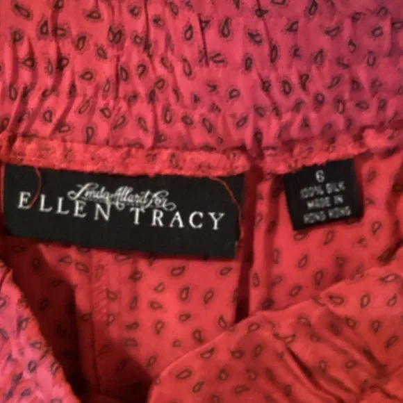 Ellen Tracy Chic Red Silk Pantsuit - Picture 16 of 16